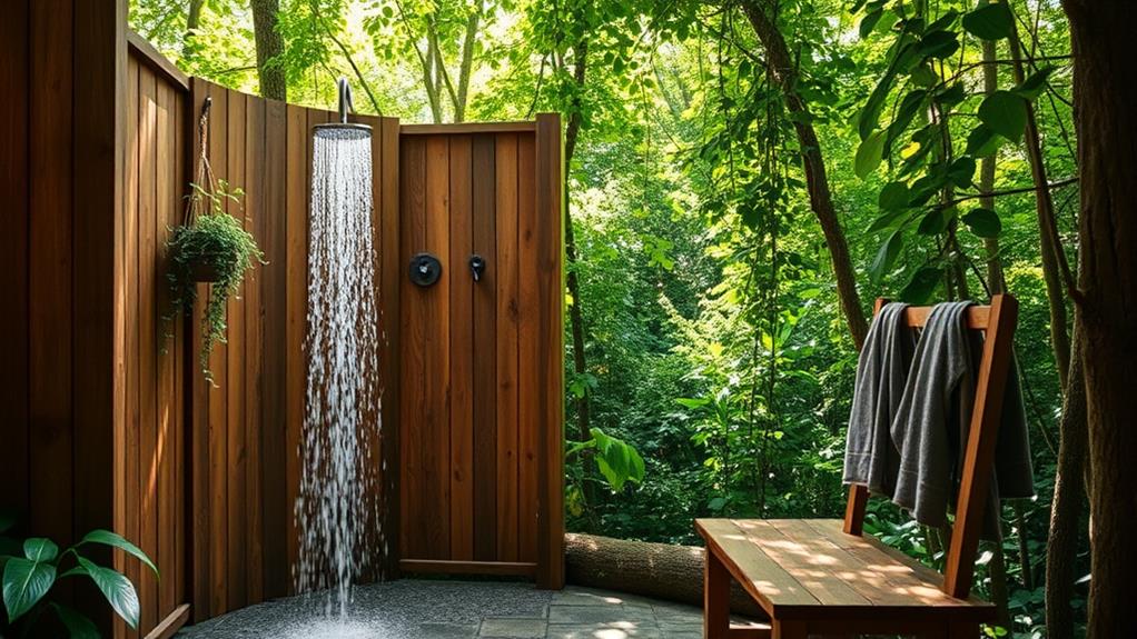 rustic outdoor shower ambiance captured