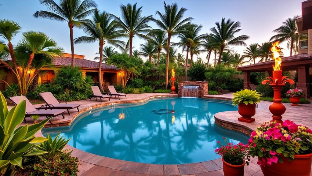 serene outdoor poolside oasis