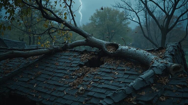 storm damaged trees threaten roofs