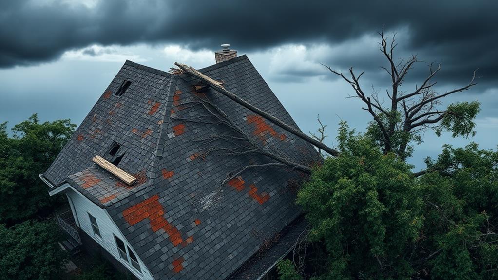 tree related roof damage types